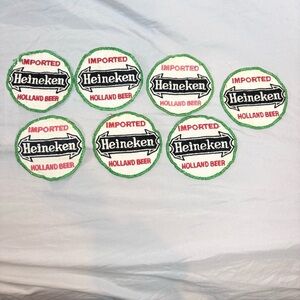 Vintage 1970s Heineken Beer Promotional Embroidered Patch 4 Inch Lot Of 7‎